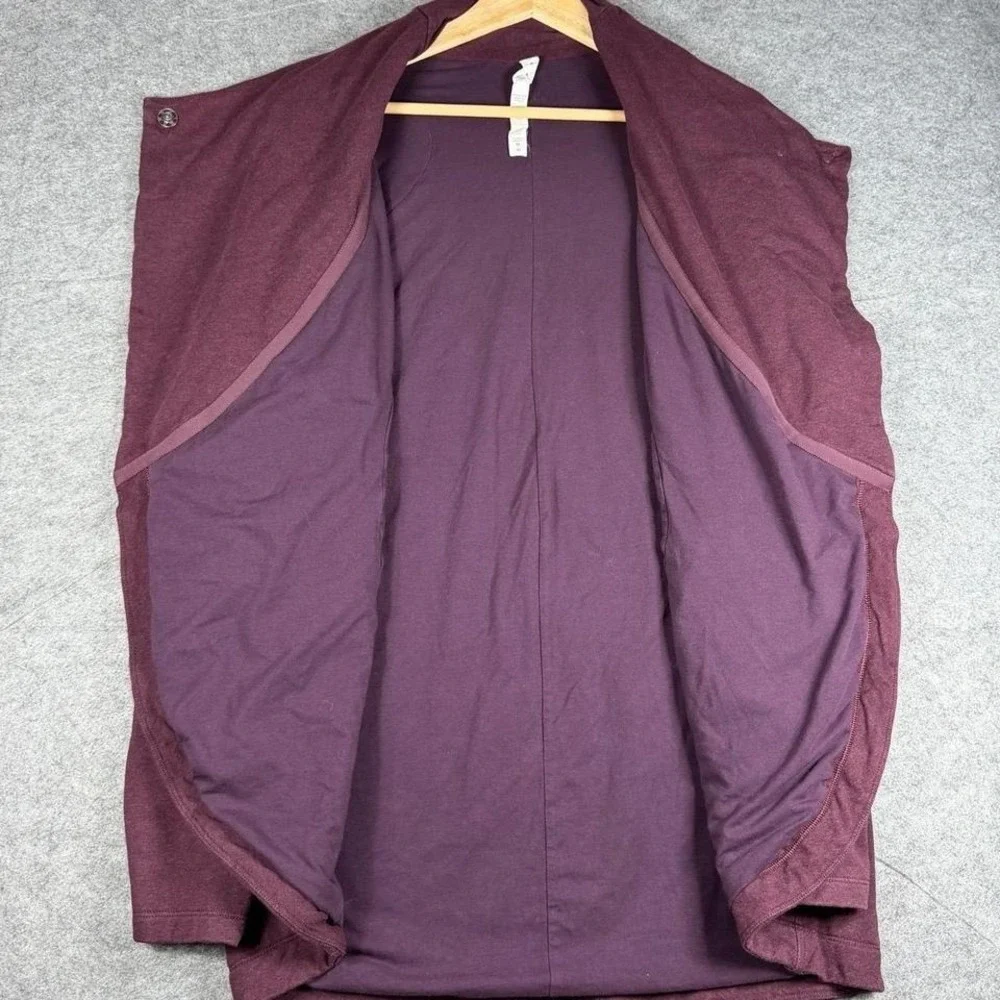 Lululemon Burgundy Heathered Wrap‎ Jacket Funnel Neck Asymmetrical Snap Size 10